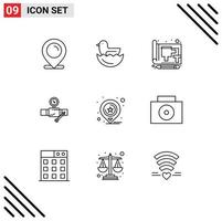 9 Creative Icons Modern Signs and Symbols of location repair document construction pipe Editable Vector Design Elements