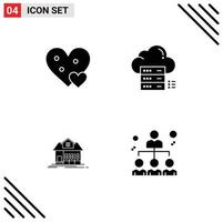 Thematic Vector Solid Glyphs and Editable Symbols of heart share gift online house Editable Vector Design Elements