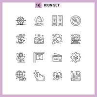 16 User Interface Outline Pack of modern Signs and Symbols of device love sailboat heart server Editable Vector Design Elements