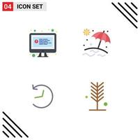 conjunto de 4 iconos planos vectoriales en la cuadrícula para elementos de diseño vectorial editables del entorno de vacaciones de chat de actualización de computadora vector