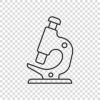 Microscope icon in flat style. Laboratory magnifier vector illustration on isolated background. Biology instrument sign business concept.