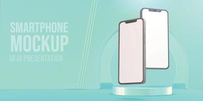 Smartphones mockup ui ux presentation scene vector