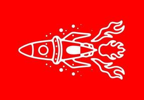 Line art illustration tattoo design of a space rocket vector