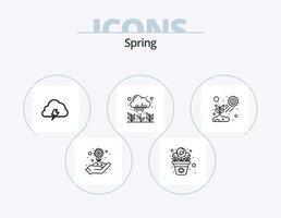 Spring Line Icon Pack 5 Icon Design. cloudy. cloud. sun. sky. pot vector