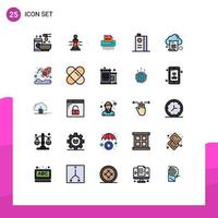 Modern Set of 25 Filled line Flat Colors Pictograph of and office king information data Editable Vector Design Elements