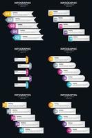 Vector 6 Infographics Pack Presentation slide template 5 Steps cycle diagrams and timelines