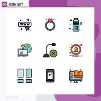 Set of 9 Modern UI Icons Symbols Signs for devices online drink human outsourcing Editable Vector Design Elements