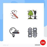 Pictogram Set of 4 Simple Filledline Flat Colors of tricks knowledge stick cityscape school Editable Vector Design Elements