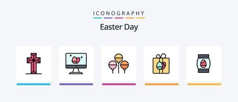 Easter Line Filled 5 Icon Pack Including easter. christian. easter. celebration. egg. Creative Icons Design vector