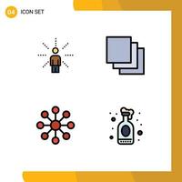 Pictogram Set of 4 Simple Filledline Flat Colors of awareness finance perception group wine Editable Vector Design Elements