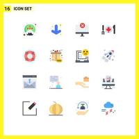 Flat Color Pack of 16 Universal Symbols of help canada computers autumn monitor Editable Pack of Creative Vector Design Elements