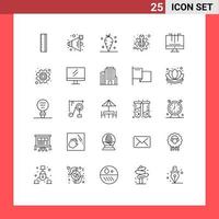 Pictogram Set of 25 Simple Lines of optimization engine vegetable connections technical Editable Vector Design Elements