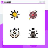 Universal Icon Symbols Group of 4 Modern Filledline Flat Colors of beach muslim arrow goal islam Editable Vector Design Elements