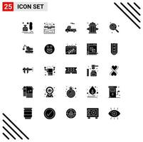 Group of 25 Solid Glyphs Signs and Symbols for food outfit swimming firefighter firefighter Editable Vector Design Elements