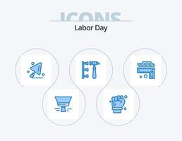 día del trabajo icono azul paquete 5 diseño de iconos. nivel. medición. construcción. ineficiente. erróneamente vector