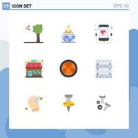 9 Flat Color concept for Websites Mobile and Apps education love store market store Editable Vector Design Elements