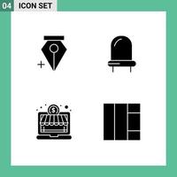 Mobile Interface Solid Glyph Set of 4 Pictograms of add grid diode online shop Layer 1 Editable Vector Design Elements