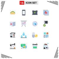 16 Universal Flat Colors Set for Web and Mobile Applications bowl premiere battery opening movie Editable Pack of Creative Vector Design Elements