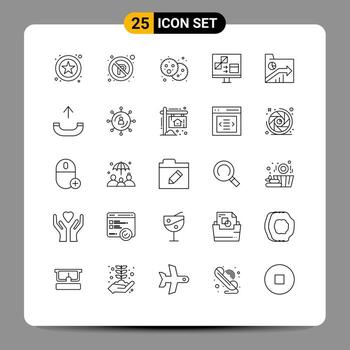 conjunto de 25 líneas vectoriales en la cuadrícula para el desarrollo de datos, desarrollo de alimentos, codificación de elementos de diseño vectorial editables vector