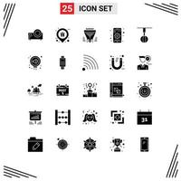 Universal Icon Symbols Group of 25 Modern Solid Glyphs of device mobile shopping gear dollar Editable Vector Design Elements