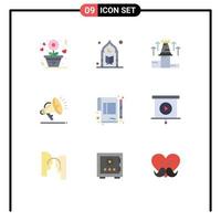 9 Universal Flat Color Signs Symbols of contract security moon gdpr chess Editable Vector Design Elements