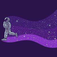 Astronauts playing basketball isolated in purple vector