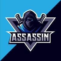 Assassin with sword mascot esport logo vector