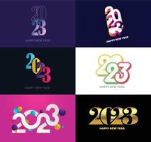 gran conjunto de 2023 feliz año nuevo diseño de texto de logotipo plantilla de diseño de número 2023 vector