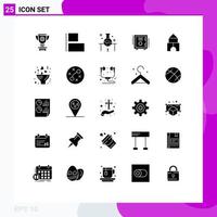 Set of 25 Commercial Solid Glyphs pack for safe box deposit laboratory box science lab Editable Vector Design Elements