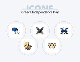 Greece Independence Day Line Filled Icon Pack 5 Icon Design. prince. horses. ancient jar. chariot. cup vector