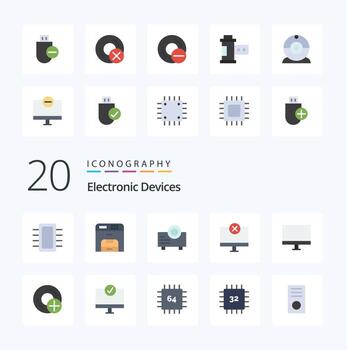 20 Devices Flat Color icon Pack like computers remove printer hardware computers vector