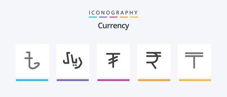 Paquete de 5 íconos planos de moneda que incluye . kazajstán divisa. divisa. Finanzas. diseño de iconos creativos vector