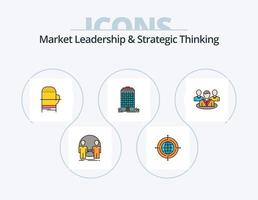 Market Leadership And Strategic Thinking Line Filled Icon Pack 5 Icon Design. invoice. presentation. connected. peak vector