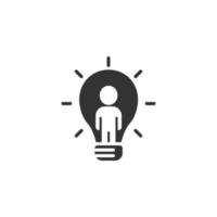 People with bulb icon in flat style. idea vector collection illustration on white isolated background. Brain mind business concept.