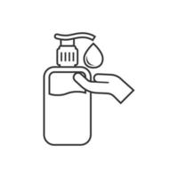 Hand sanitizer icon in flat style. Antiseptic bottle vector illustration on isolated background. Disinfect gel sign business concept.