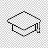 icono de sombrero de graduación en estilo plano. Ilustración de vector de gorra de estudiante sobre fondo blanco aislado. concepto de negocio universitario.