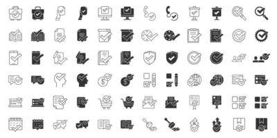 Approve icon set in flat style. Check mark vector illustration on white isolated background. Tick accepted business concept.