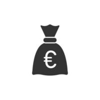 icono de bolsa de dinero en estilo plano. Ilustración de vector de bolsa de dinero sobre fondo aislado. concepto de negocio de signo de saco de monedas.