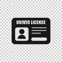 Driver license icon in flat style. Id card vector illustration on white isolated background. Identity business concept.