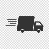 Shipping fast icon in flat style. Delivery truck vector illustration on isolated background. Express logistic sign business concept.