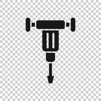 Jackhammer icon in flat style. Demolish vector illustration on white isolated background. Destroy business concept.