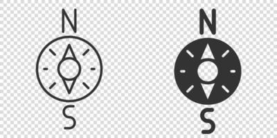 Compass icon in flat style. Navigation equipment vector illustration on white isolated background. Journey direction business concept.
