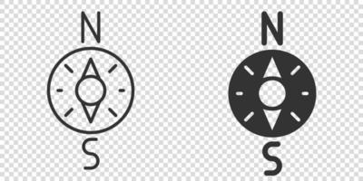 Compass icon in flat style. Navigation equipment vector illustration on white isolated background. Journey direction business concept.