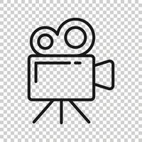 Projector icon in flat style. Cinema camera vector illustration on white isolated background. Movie business concept.