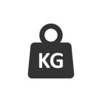 Scale icon in flat style. Kilogram dumbbell vector illustration on white isolated background. Gym business concept.