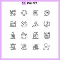 Set of 16 Commercial Outlines pack for computer bug ringing telephone Editable Vector Design Elements