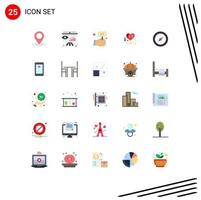 Set of 25 Modern UI Icons Symbols Signs for app map compete compass broken heart Editable Vector Design Elements