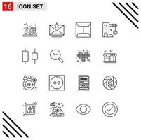 Set of 16 Commercial Outlines pack for horizontal center mail tire swing summer Editable Vector Design Elements