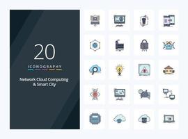 20 Network Cloud Computing And Smart City line Filled icon for presentation vector