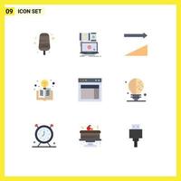 Set of 9 Modern UI Icons Symbols Signs for site design ascending light bulb education Editable Vector Design Elements